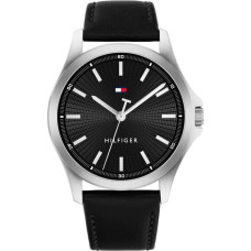 Tommy Hilfiger 1710668 Ανδρικό Ρολόι Μπαταρίας Μαύρο Δερμάτινο Λουράκι 43mm
